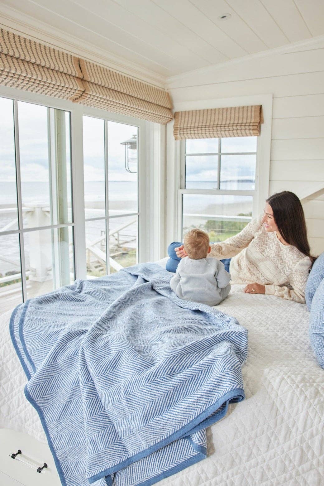Chappy Wrap - Harborview Herringbone Cornflower Blanket