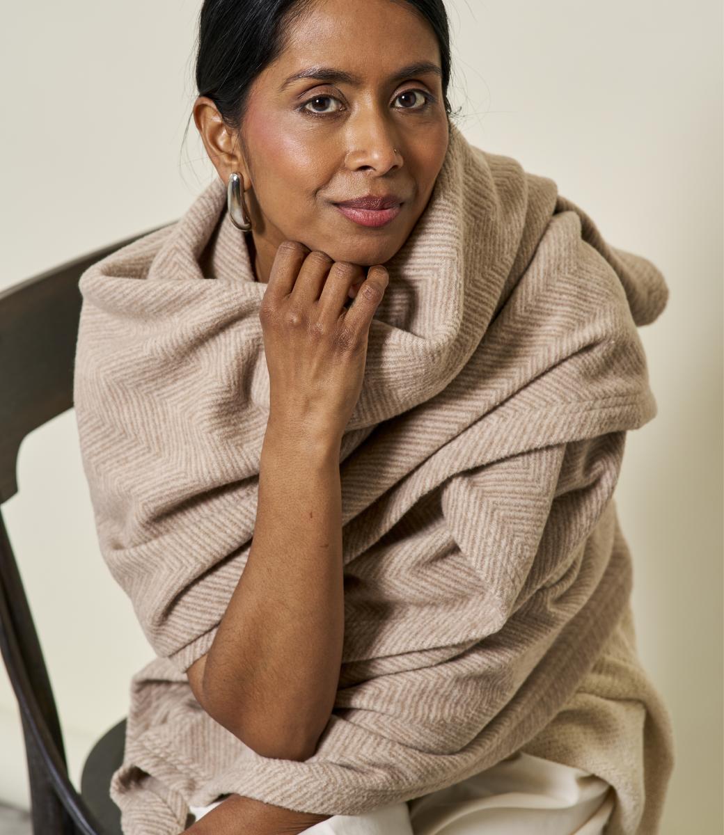 ChappyWrap - Bayside Herringbone Shawl - Wheat