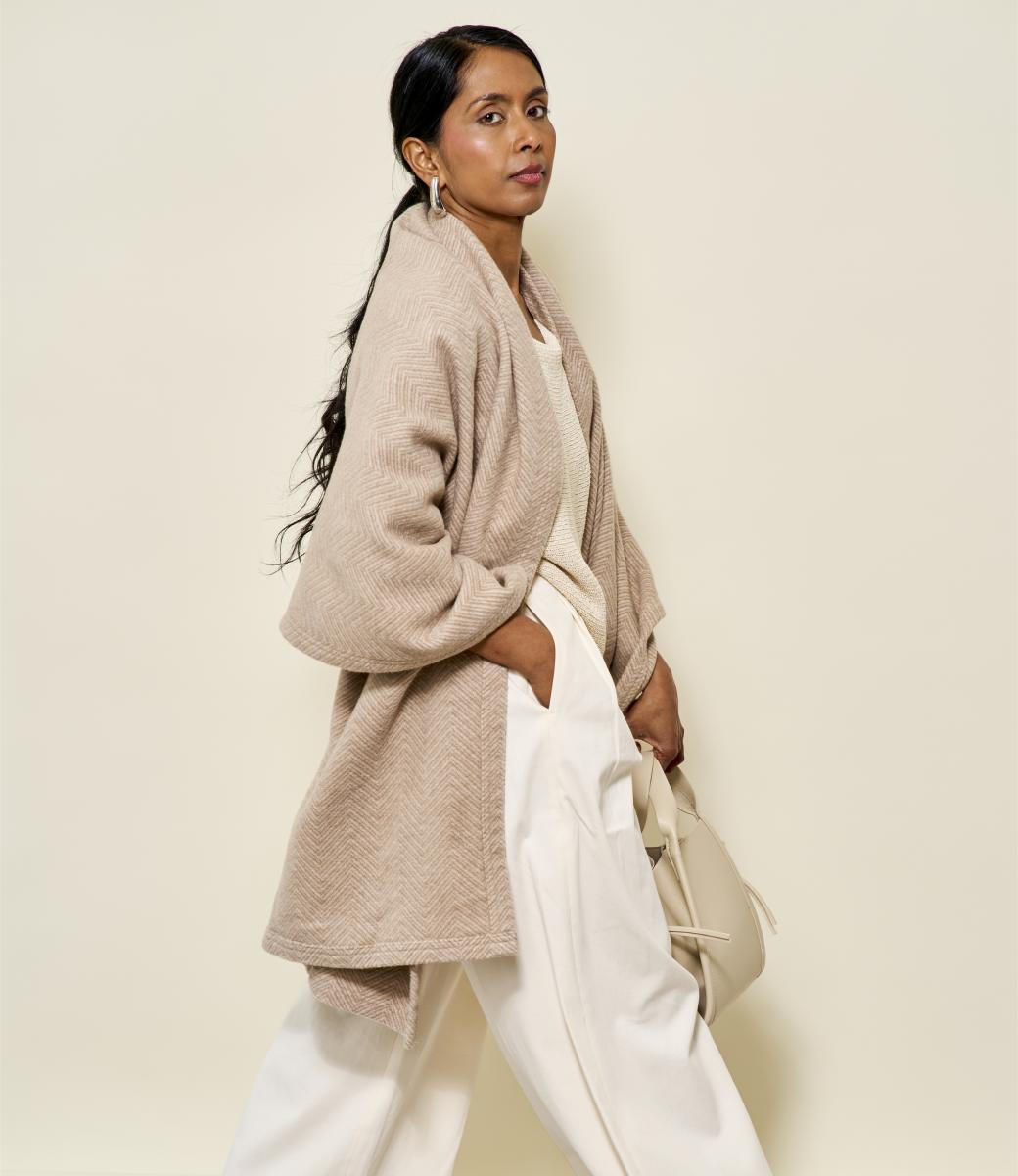 ChappyWrap - Bayside Herringbone Shawl - Wheat