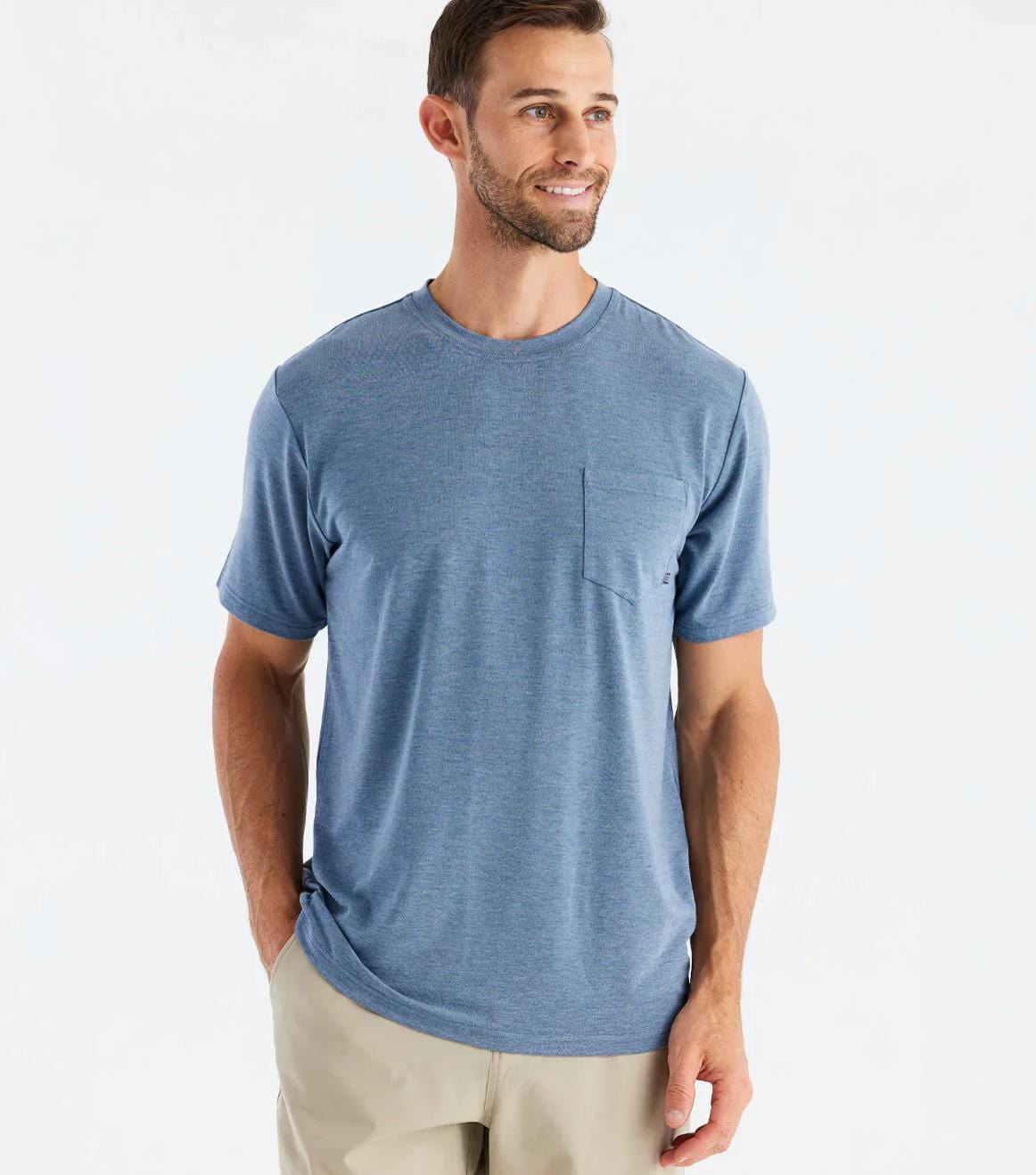 Free Fly Apparel T Shirts Heather Deepwater / S Men's Bamboo Flex Pocket Tee
