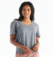 Free Fly Apparel T Shirts Heather Flint / S Women's Bamboo Heritage V Neck Tee