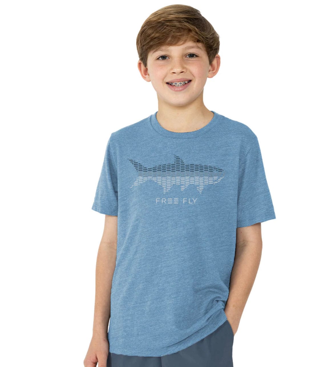 Free Fly Apparel T Shirts Heather Blue Reef / S Youth Tarpon Wave Tee