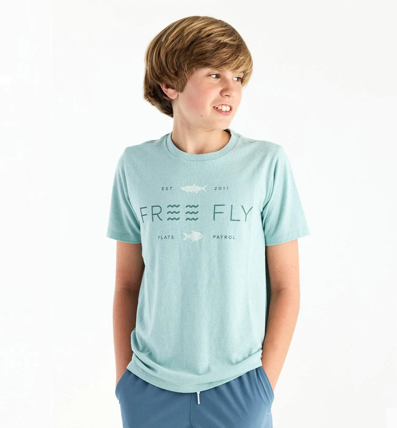 Free Fly Apparel T Shirts Heather Ocean Mist / S Youth Tropic Hangout Tee