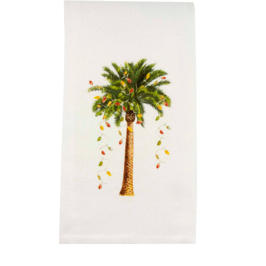 French Graffiti Palm Tree with Lights Dishtowel