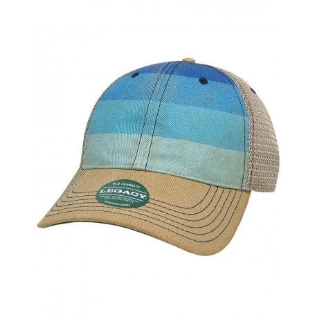 Legacy Hats Blue Stripe Khaki OFA LEGACY OFA Trucker Cap