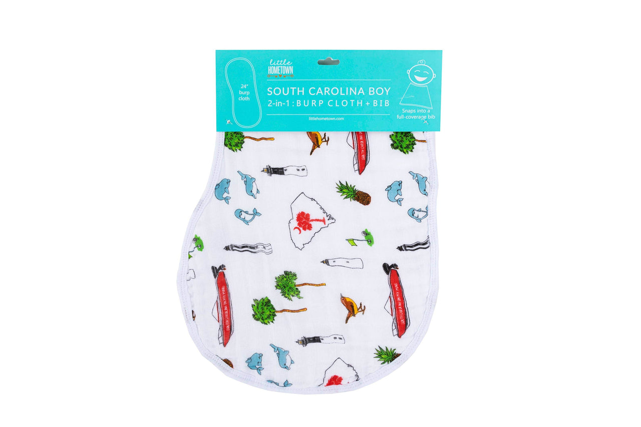 Little Hometown Baby/Maternity South Carolina Boy 2-in-1 Burp Cloth and Bib: