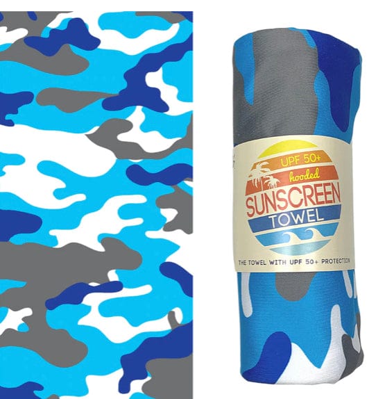 Luv Bug Co Beach Towels Hooded / Blue Camo UPF 50+ Sunscreen Hooded Towels