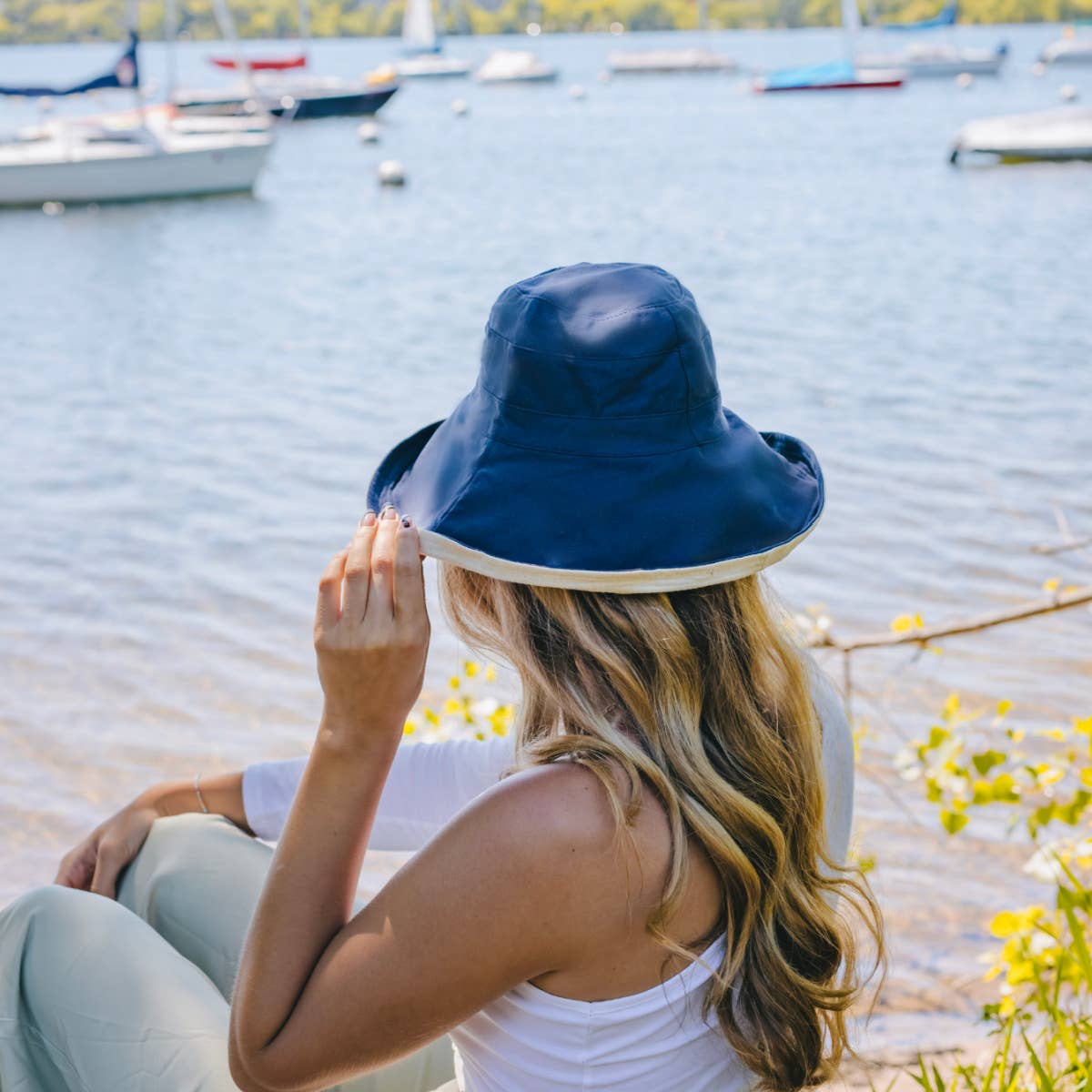 Pretty Simple Hats Reversible Wide Brim Canvas Sun Hat