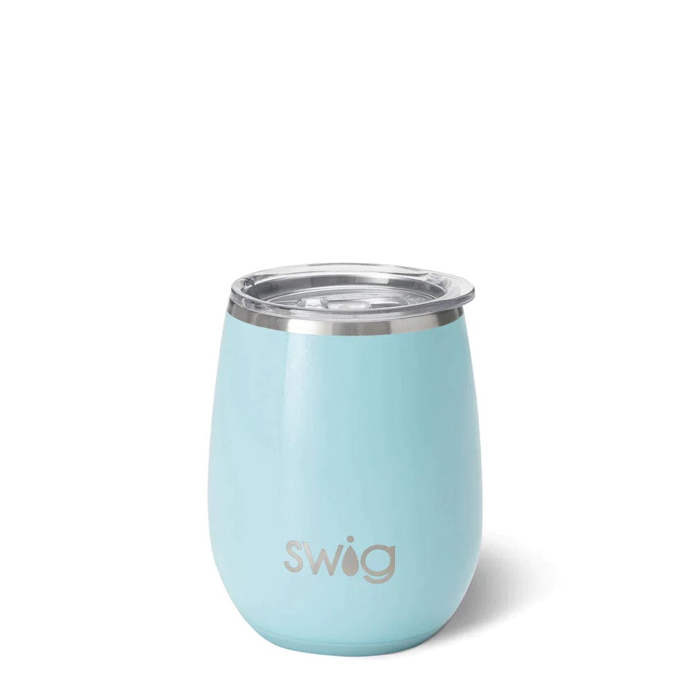 Swig Drinkware Shimmer Aquamarine Swig Stemless Wine Cup (14oz)