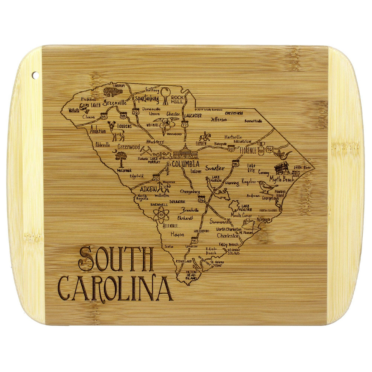 Totally Bamboo Cutting Boards Totally Bamboo Slice of Life South Carolina 11" Cutting & Serving Board