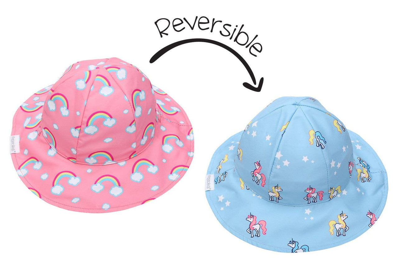 Kids UPF50+ Patterned Sun Hat - (S) Rainbow/Unicorn